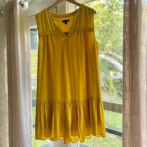 JCrew Yellow Dress with Ruffle Hem. Tank shift dress. Size Medium.
